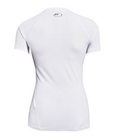 Rückansicht von Under Armour HG Authentics Comp T-Shirt Damen Weiß Laufshirt Damen weissschwarz