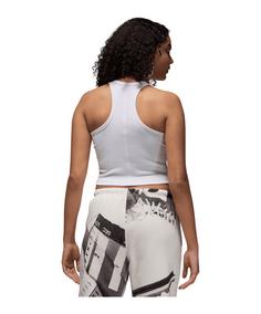 Rückansicht von Nike Essentials Tanktop Damen Weiß Funktionstop Damen weissschwarz