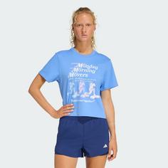 Rückansicht von adidas LES MILLS MOVERS GRAPHIC T-SHIRT Funktionsshirt Damen Blue Fusion