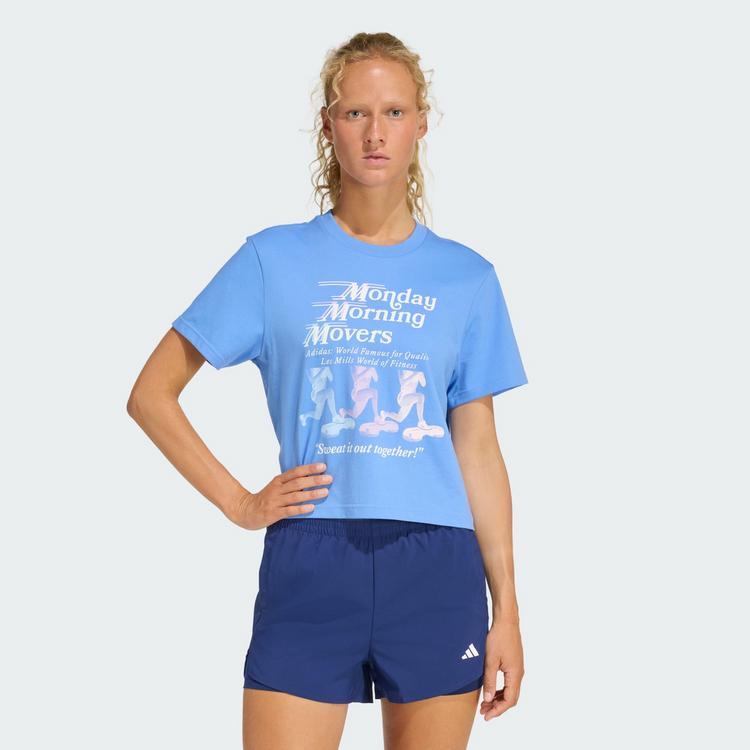 adidas adidas LES MILLS MOVERS GRAPHIC T-SHIRT Funktionsshirt Damen - Blue Fusion - 0 | SportScheck