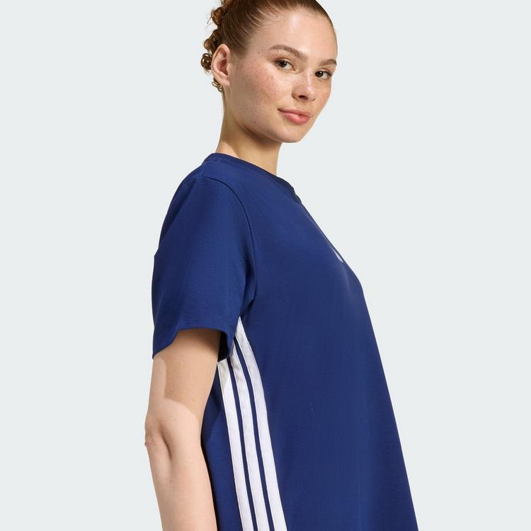 adidas adidas ESSENTIALS 3-STREIFEN T-SHIRT-KLEID Kurzarmkleid Damen - Dark Blue / White - 1 | SportScheck