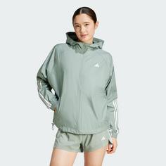 Rückansicht von adidas WIND.RDY Hyperglam Windbreaker Trainingsjacke Damen Silver Green / White