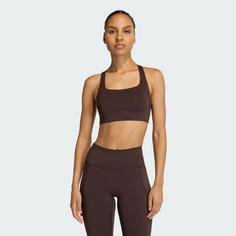 Rückansicht von adidas Optime Workout Medium Support BH Sport-BH Damen Aurora Coffee