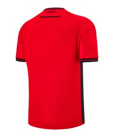Rückansicht von macron Albanien Trikot Home 2025 Fußballtrikot Herren rot