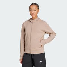 Rückansicht von adidas Designed 4 Training Kapuzenjacke Hoodie Damen Chalky Brown