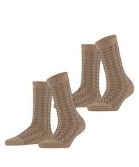 ESPRIT Pepita Pattern SO  2-Pack Socken Damen - camel (5038)