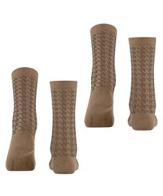 Rückansicht von ESPRIT Pepita Pattern SO  2-Pack Freizeitsocken Damen camel (5038)