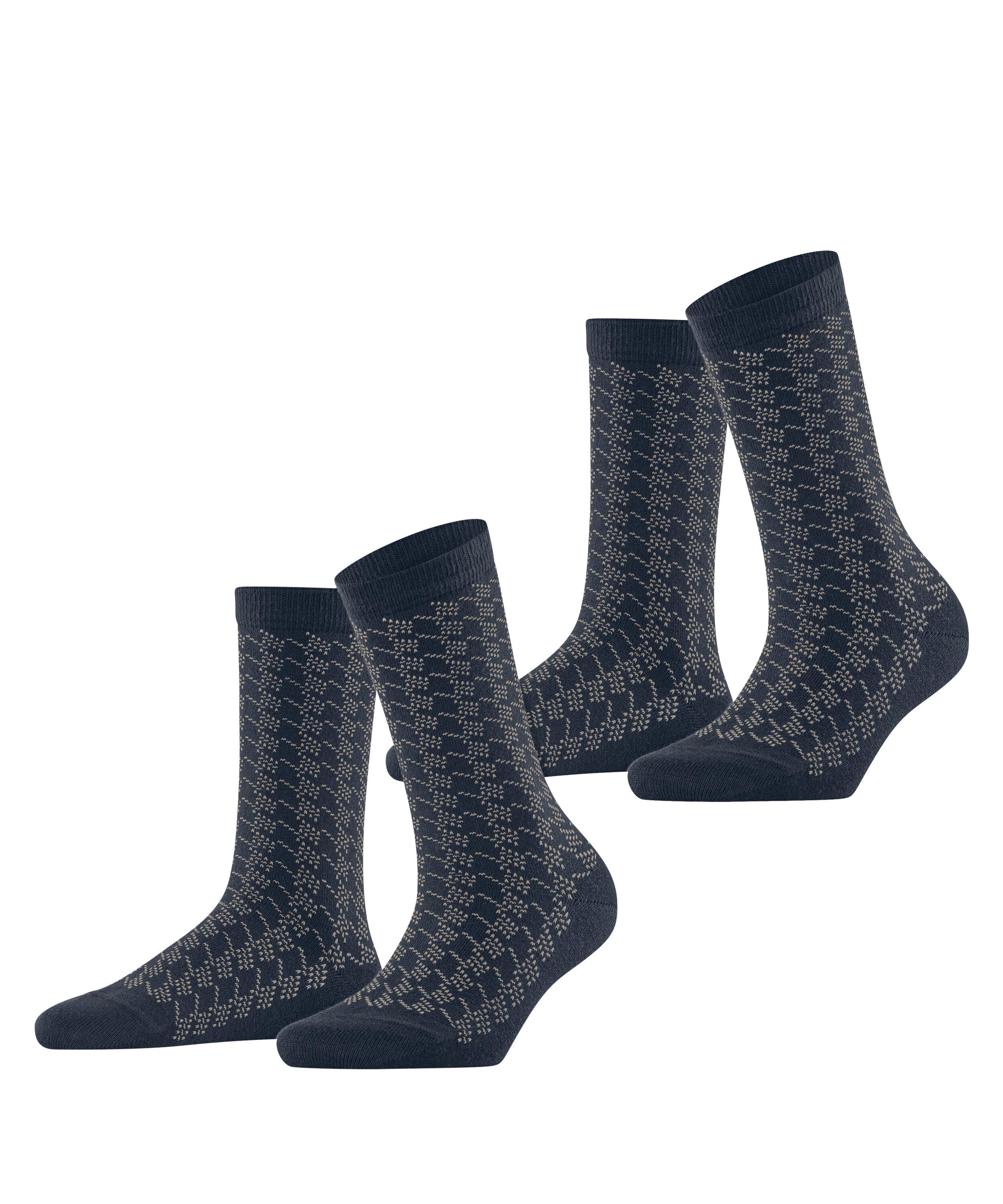 ESPRIT Pepita Pattern SO  2-Pack Socken Damen - space blue (6116)