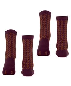 Rückansicht von ESPRIT Pepita Pattern SO  2-Pack Freizeitsocken Damen merlot (8005)