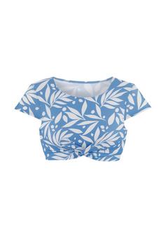 LASCANA Active Crop-Bikini-Top Bikini Oberteil Damen blau weiß