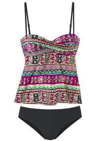 Buffalo B&uuml;gel-Tankini Bikini Set Damen - pink bedruckt