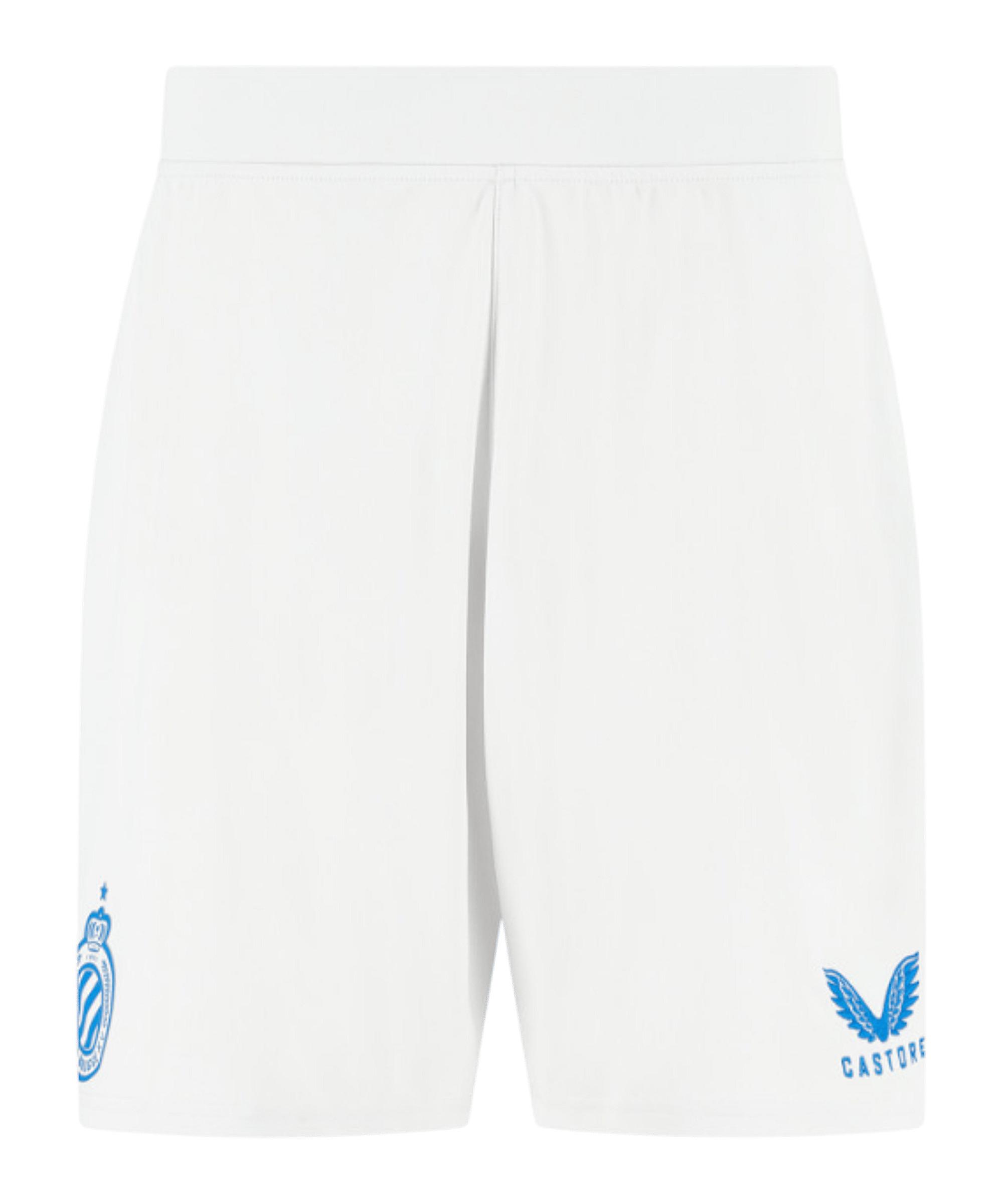 Castore FC Br&uuml;gge Short Ausw&auml;rts 2025/2026 Wei&szlig; Fu&szlig;ballshorts - weissblau