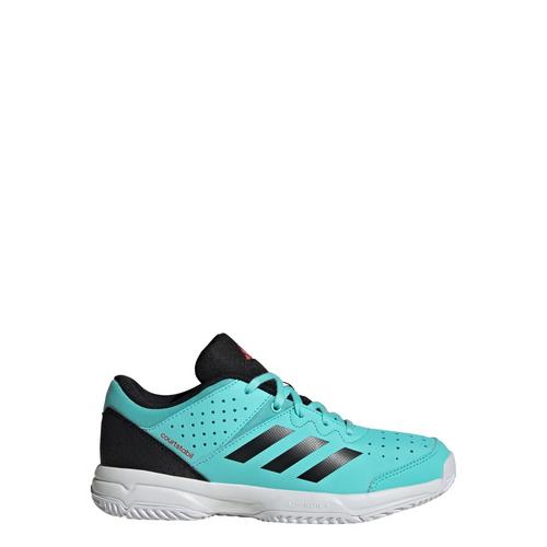 Rückansicht von adidas Court Stabil Schuh Hallenschuhe Kinder Flash Aqua / Core Black / Cloud White