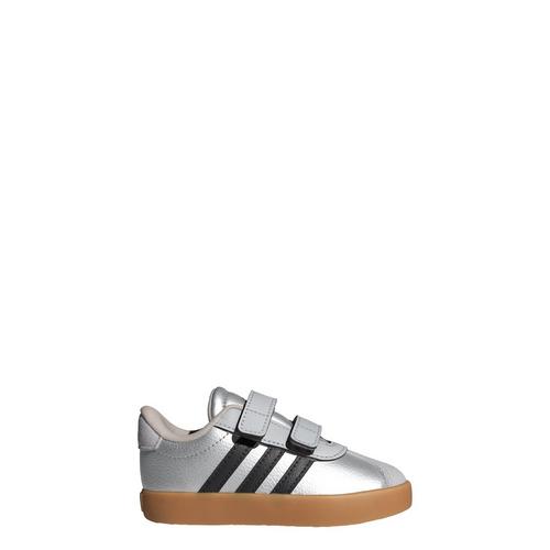 Rückansicht von adidas VL Court 3.0 Kids Schuh Sneaker Kinder Silver Metallic / Core Black / Light Solid Grey