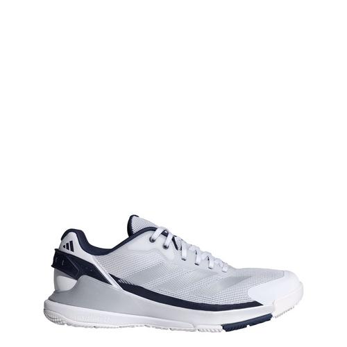 Rückansicht von adidas Crazyquick Padel-Schuh Tennisschuhe Cloud White / Silver Metallic / Dark Blue