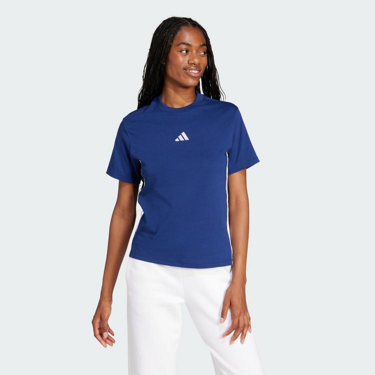 adidas adidas Essentials 3-Streifen Cotton T-Shirt Langarmshirt Damen - Dark Blue / White - 0 | SportScheck