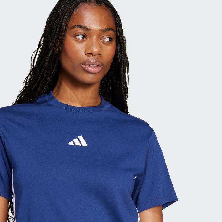 adidas adidas Essentials 3-Streifen Cotton T-Shirt Langarmshirt Damen - Dark Blue / White - 0 | SportScheck