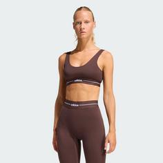 Rückansicht von adidas Hyperglam Light Support Sport-BH Sport-BH Damen Aurora Coffee