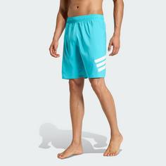 Rückansicht von adidas 3-Streifen 8-Inch Badeshorts Badeshorts Herren Lucid Cyan / White
