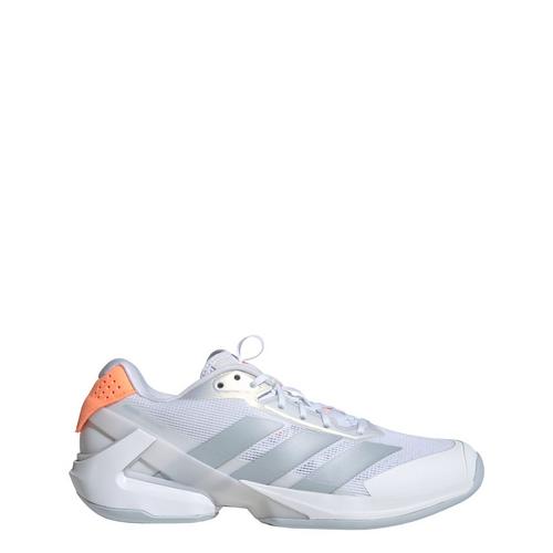 Rückansicht von adidas adizero Ubersonic 5 Tennisschuh Tennisschuhe Damen Cloud White / Halo Blue / Beam Orange