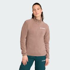 Rückansicht von adidas Multi Essentials 1/2 Zip Fleeceoberteil Fleecepullover Damen Trace Brown