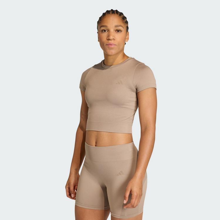 adidas adidas Workout Essentials Knit Baby T-Shirt Funktionsshirt Damen - Chalky Brown - 0 | SportScheck