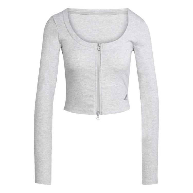 adidas adidas Seasonal Essentials Rib Cardigan Sweatshirt Damen - Light Grey Heather - 0 | SportScheck