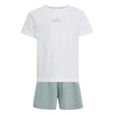 adidas Seasonals Glam Short Set Trainingsanzug Kinder White / Silver Metallic
