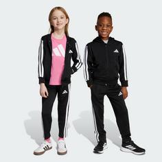 Rückansicht von adidas Essentials Trainingsanzug Kinder Hoodie Kinder Black / White