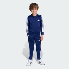 Rückansicht von adidas Essentials Trainingsanzug Kinder Hoodie Kinder Dark Blue / White