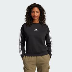 Rückansicht von adidas Essentials 3-Streifen Sweatshirt Sweatshirt Damen Black / White