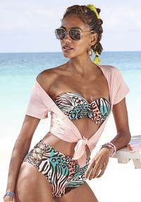 VENICE BEACH B&uuml;gel-Bandeau-Bikini-Top Bikini Oberteil Damen - t&uuml;rkis-bedruckt