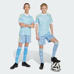 Rückansicht von adidas Juventus Turin 25/26 Kids Auswärtsshorts Funktionsshorts Kinder Ash Blue