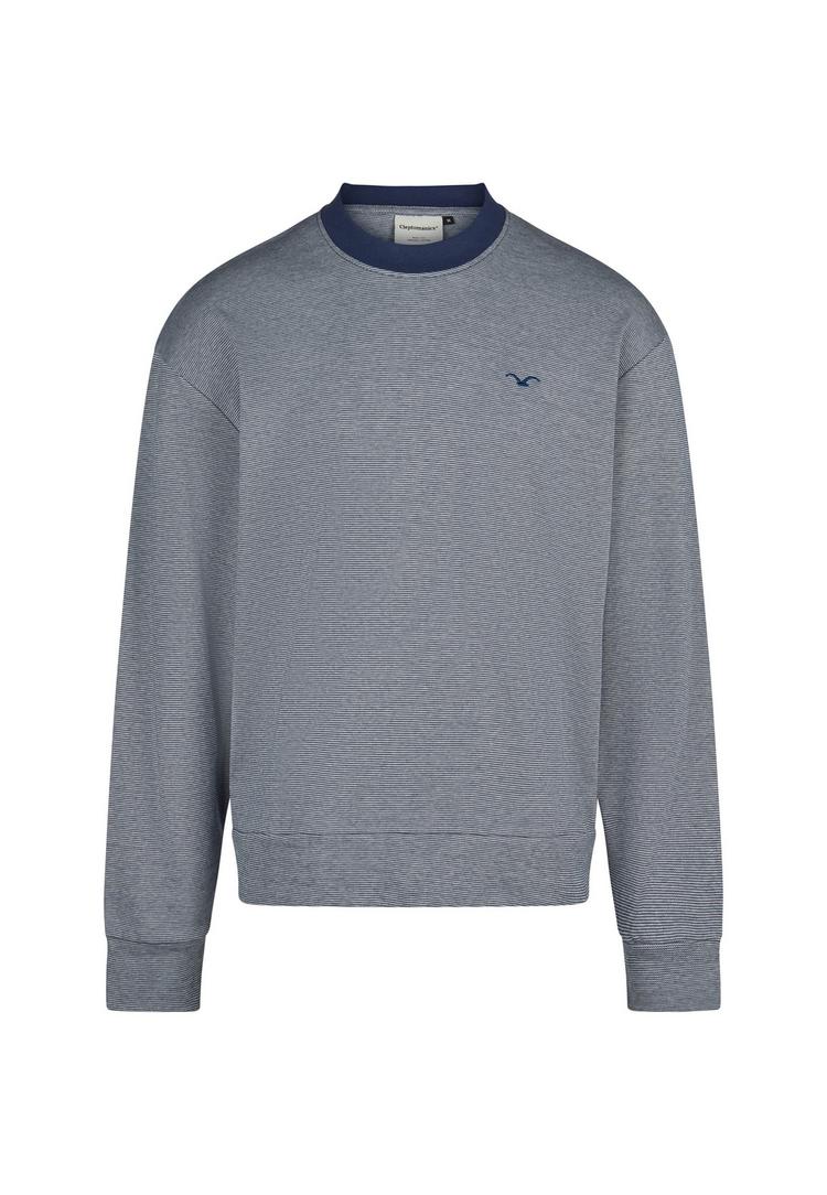 Cleptomanicx Cleptomanicx Boxy Crewneck Ligull Mini Stri Sweatshirt Herren - Estate Blue - 0 | SportScheck