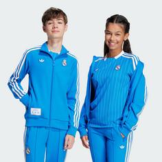 Rückansicht von adidas Real Madrid Terrace Icons Track Top Trainingsjacke Kinder Blue Bird / White