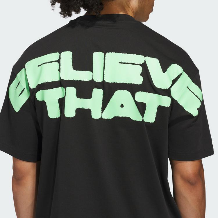 adidas adidas ANTHONY EDWARDS BELIEVE THAT T-SHIRT Basketball Shirt Herren - Black / Lime Burst - 1 | SportScheck