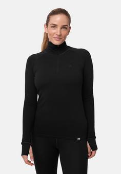 Rückansicht von DANISH ENDURANCE Merino Halfzip Langarmshirt Damen schwarz