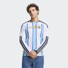 Rückansicht von adidas Argentinien 26 langärmeliges Heimtrikot Fußballtrikot Herren White / Icey Blue / Light Blue