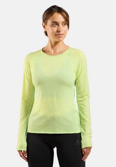 Rückansicht von Odlo Laufshirt Damen shadow lime melange(40451)