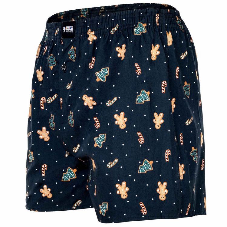 HAPPY SHORTS HAPPY SHORTS Web-Boxershorts Unterhose Herren - Navy/Bordeaux X-Mas Cookies - 1 | SportScheck