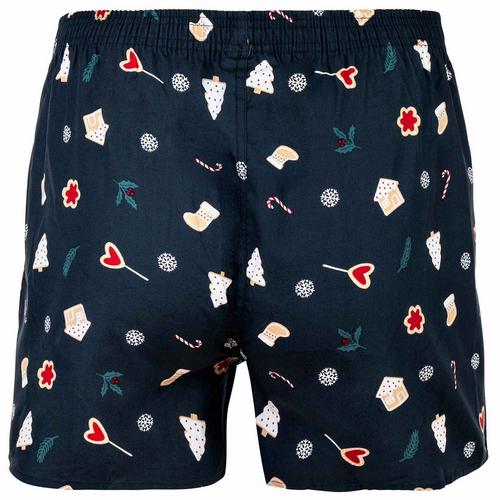 Rückansicht von HAPPY SHORTS Web-Boxershorts Boxershorts Herren Snowmen & Gingerbreadmen navy