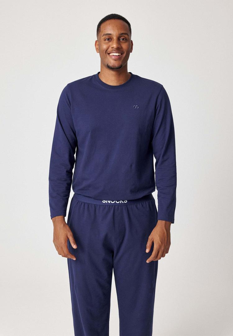 Snocks Snocks Schlafanzug Oberteil Herren lang Pyjama Herren - Dunkelblau - 1 | SportScheck
