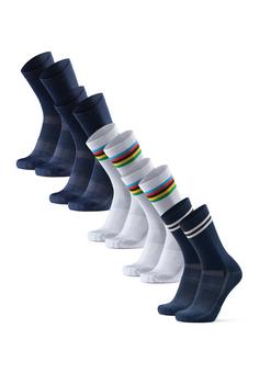DANISH ENDURANCE long cycling Fahrradsocken navy white stripes navy stripes