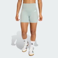 Rückansicht von adidas Optime Essentials Workout kurze Leggings Tights Damen Wonder Sage