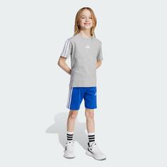 Rückansicht von adidas Essentials Kids T-Shirt-Set Trainingsanzug Kinder Medium Grey Heather / White