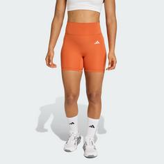 Rückansicht von adidas Optime Essentials Workout kurze Leggings Tights Damen Fox Orange