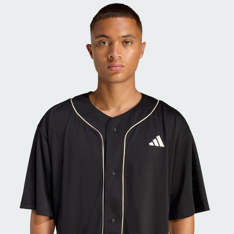 adidas adidas STADIUM MESH BASEBALLSHIRT T-Shirt Herren - Black / Crystal Linen / Off White - 0 | SportScheck