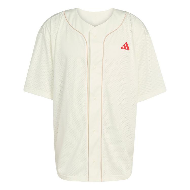 adidas adidas STADIUM MESH BASEBALLSHIRT T-Shirt Herren - Off White / Crystal Linen / Pure Ruby - 0 | SportScheck