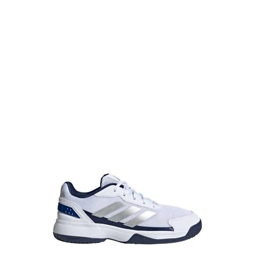 Rückansicht von adidas Crazyquick Kids Padelschuh Tennisschuhe Kinder Cloud White / Silver Metallic / Dark Blue
