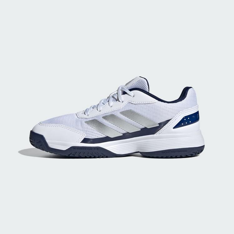 adidas adidas Crazyquick Kids Padelschuh Tennisschuhe Kinder - Cloud White / Silver Metallic / Dark Blue - 5 | SportScheck